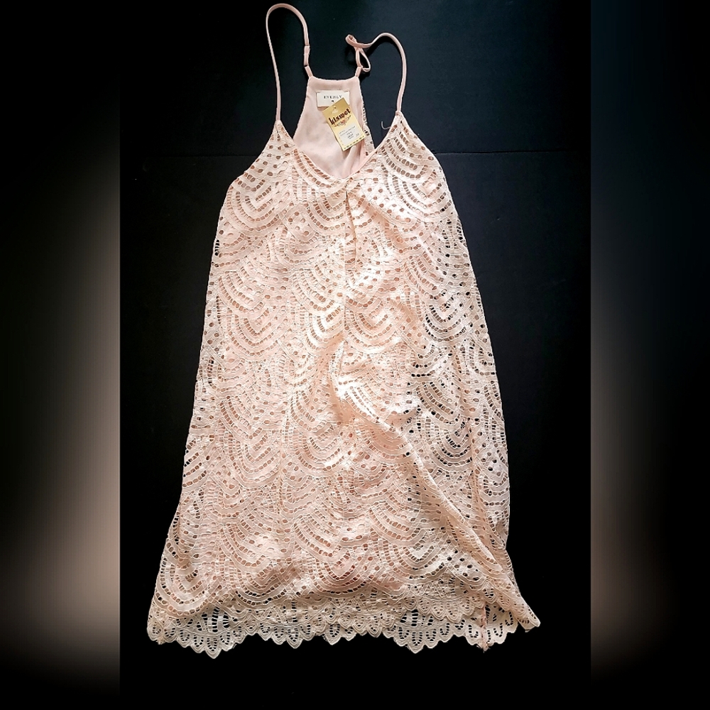 NWT EVERLY blush pink boutique dress lace boho summer m/l